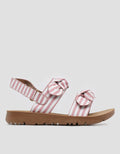 Little M Ribbon Stripe Ankle Strap Sandals for Girls
