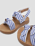 Little M Ribbon Stripe Ankle Strap Sandals for Girls