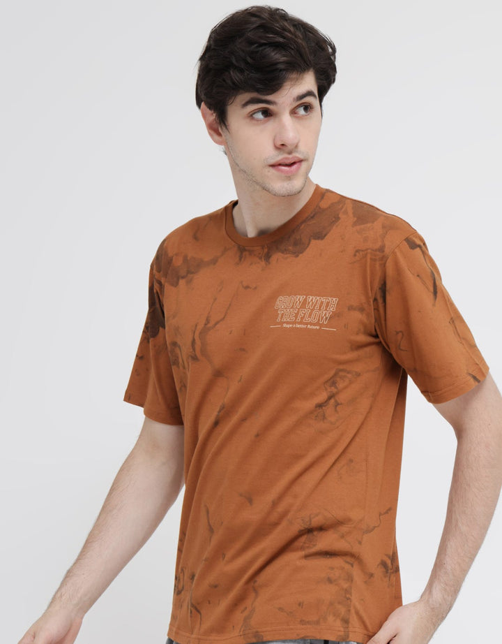T Zone Short Sleeve T-Shirt Print Theme Brush Pattern