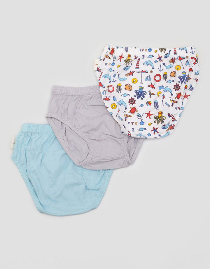 Kidz Too Brief Pack Of 3 Underwear Sea
