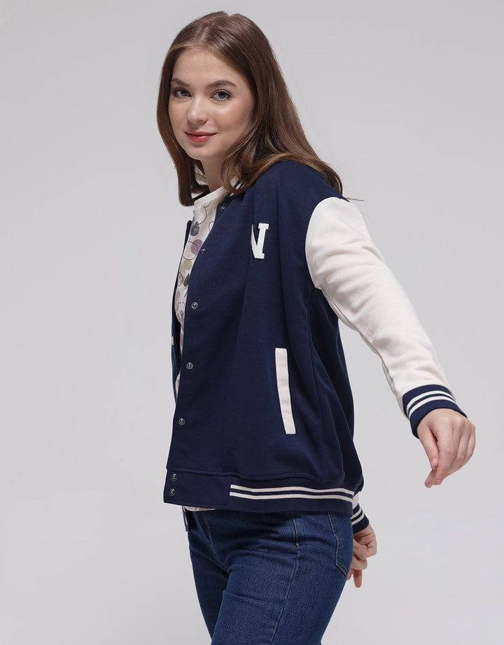 Nevada Varsity Solid Jaket Wanita