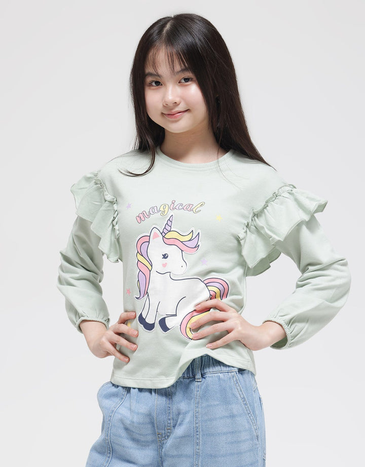 Aero Long Sleeve T-Shirt Unicorn Print Geber Shoulders