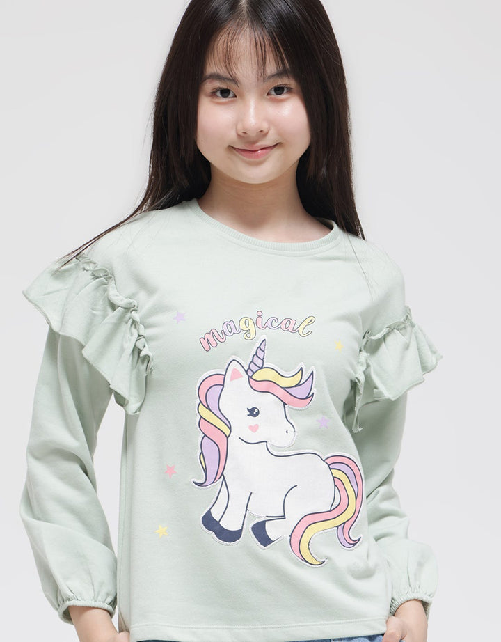 Aero Long Sleeve T-Shirt Unicorn Print Geber Shoulders