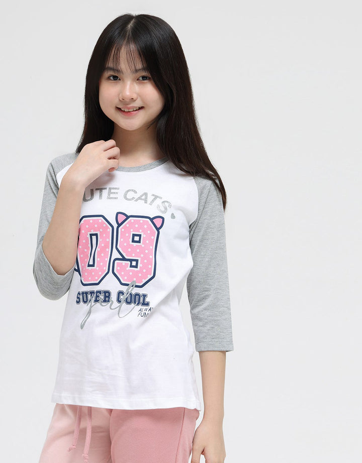 Aero Cute Cats Print Girls Raglan T-shirt