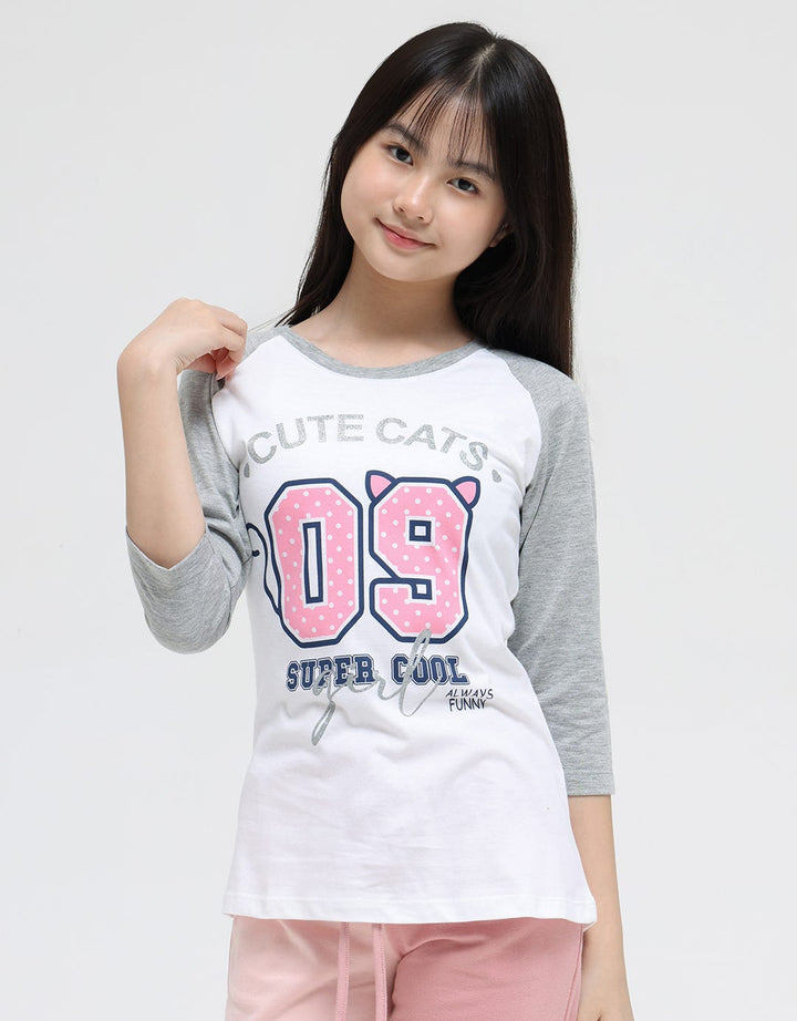 Aero Cute Cats Print Girls Raglan T-shirt