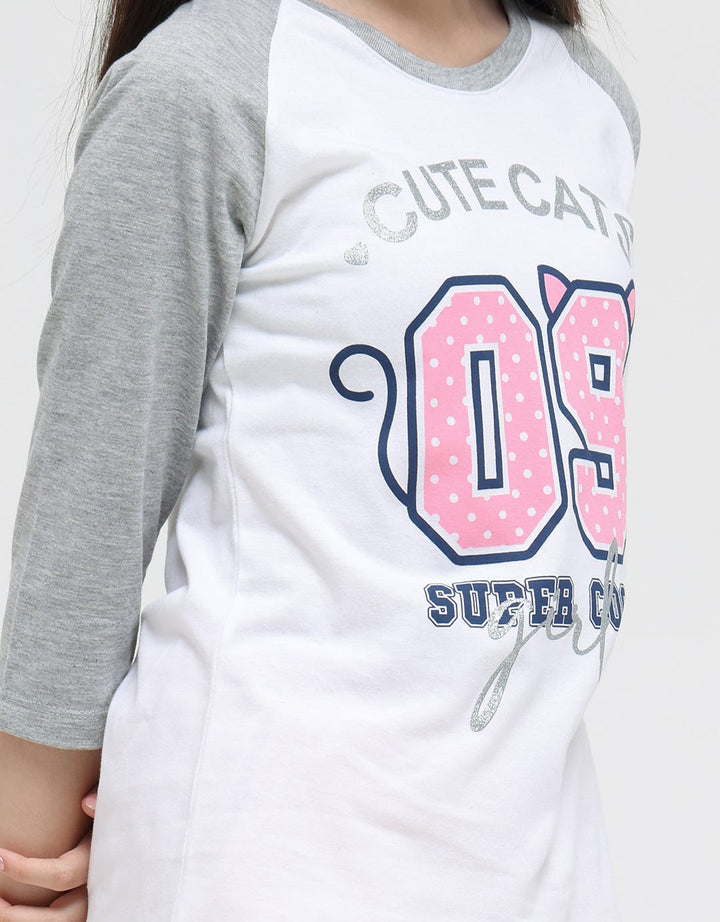 Aero Cute Cats Print Girls Raglan T-shirt