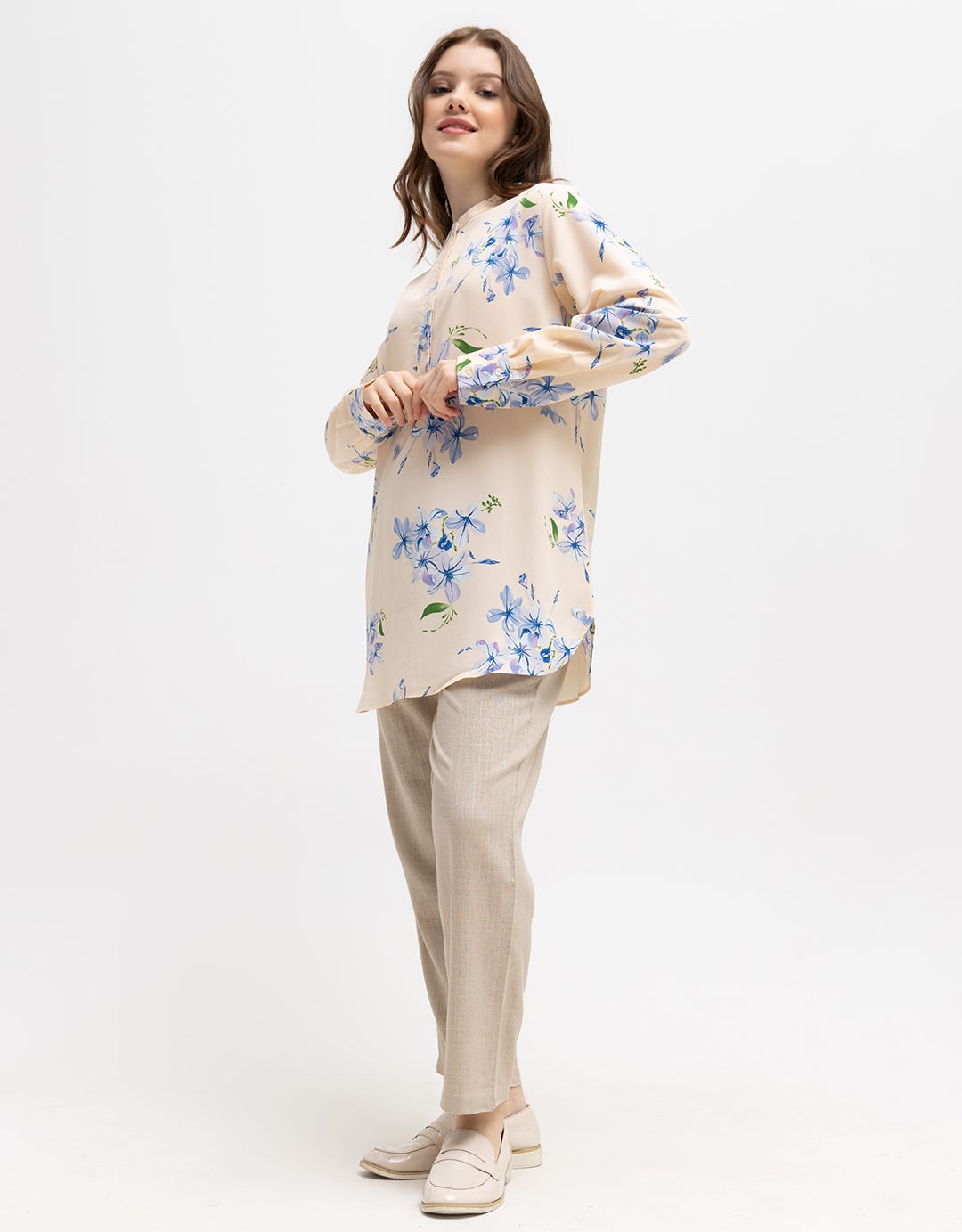 St. Yves Long Sleeve Blouse Printed Tunic