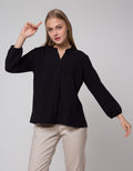 St. Yves Linen V Neck Blouse Wanita