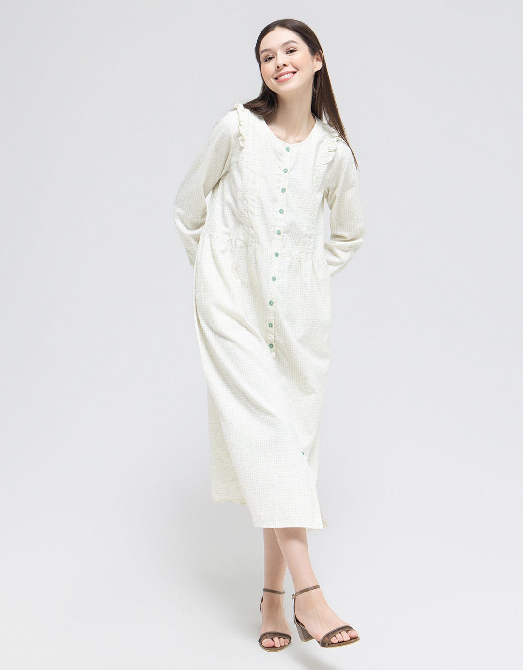 Women's Triset Checks Rimple Long Dress