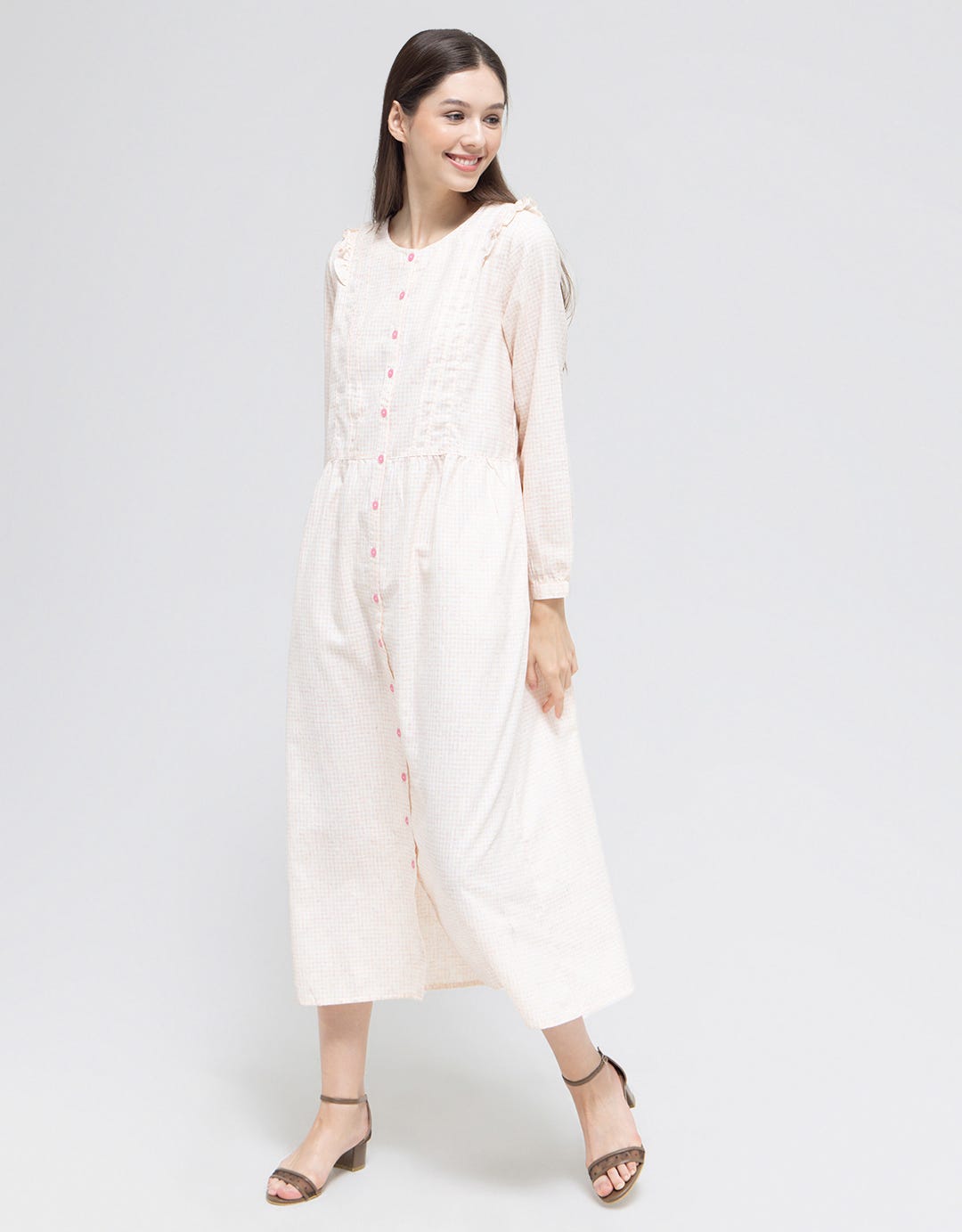 Women's Triset Checks Rimple Long Dress