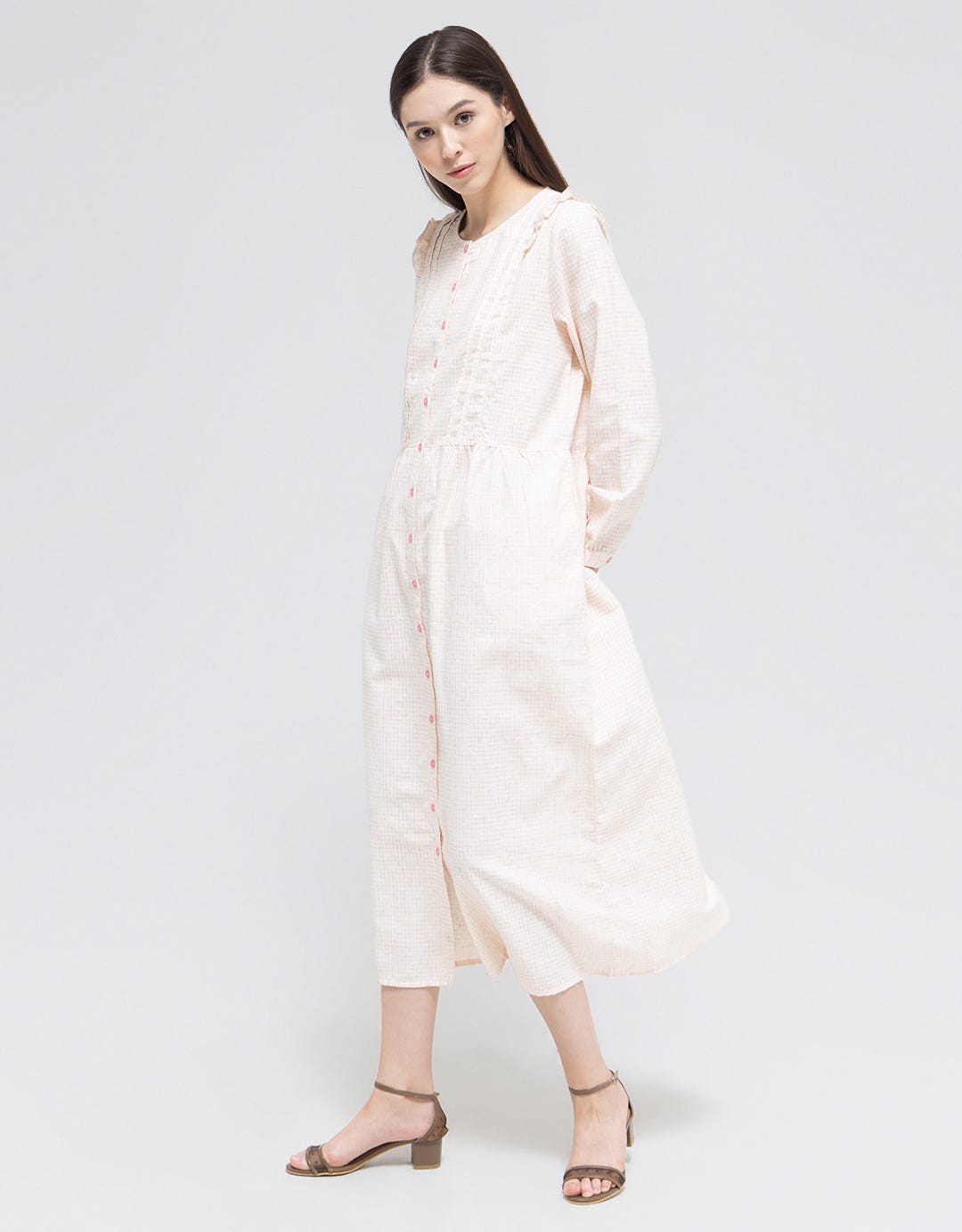 Women's Triset Checks Rimple Long Dress