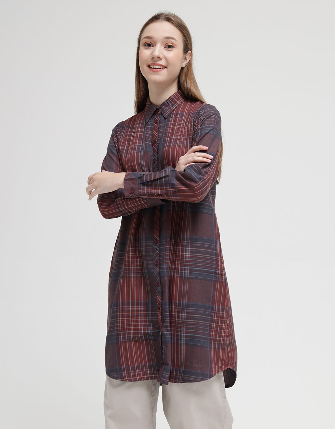 Triset Ladies Plaid Motif Dress