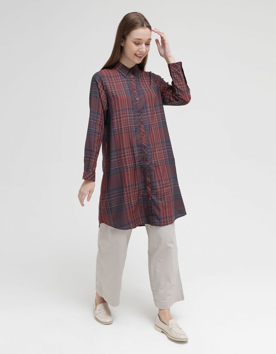 Triset Ladies Plaid Motif Dress