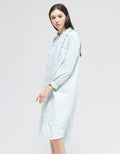 Triset Casual Embro Logo Midi Dress Wanita