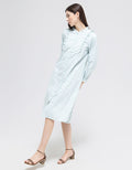 Triset Casual Embro Logo Midi Dress Wanita