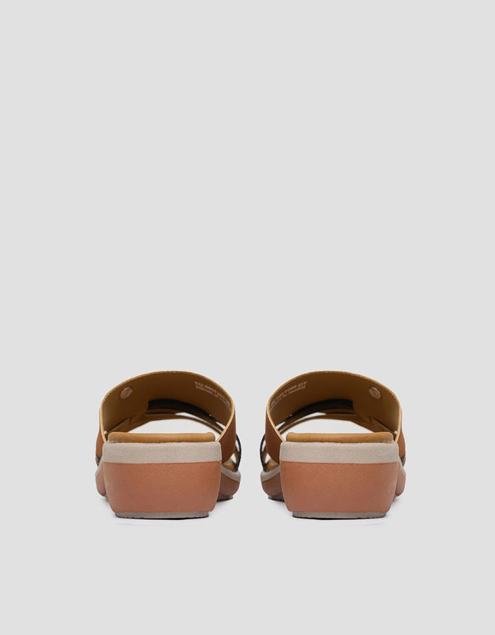 Triset Three Tone Color Strap Sandal Wedges Wanita