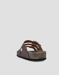 Triset Dark Tripple Buckle Strap Sandal Flat