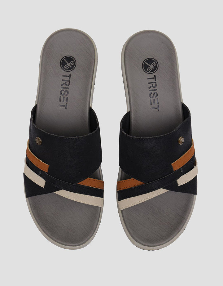 Triset Three Tone Color Strap Women's Wedge Sandals