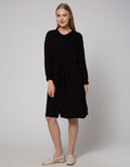 Connexion Rayon Midi Dress Lengan Panjang Wanita