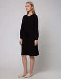 Connexion Rayon Midi Dress Lengan Panjang Wanita