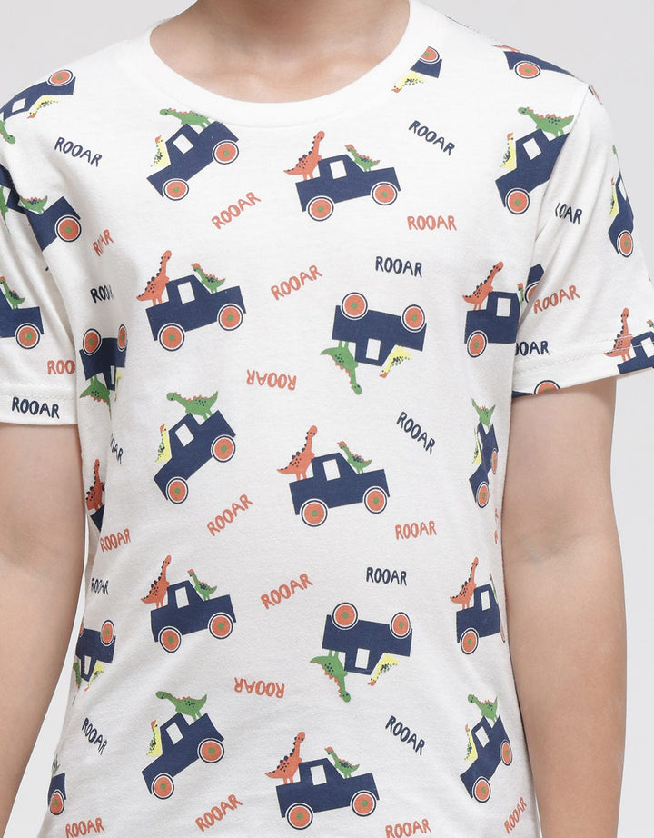 Little M Dino Roar Kaos Anak Laki-laki