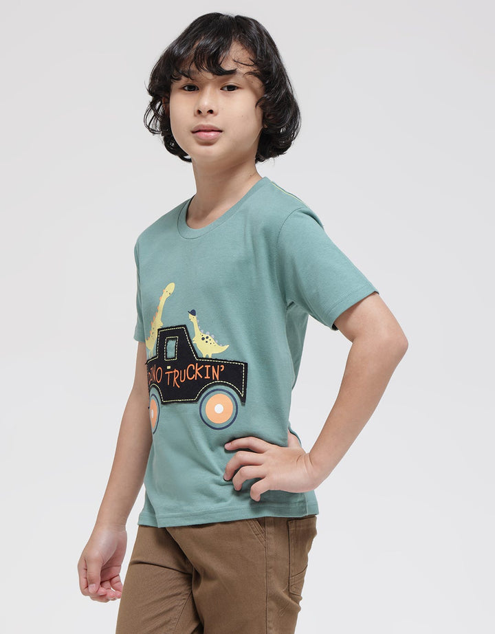 Little M Dino Trucking Boys T-Shirt
