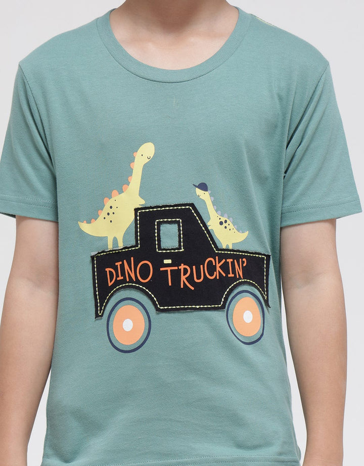 Little M Dino Trucking Boys T-Shirt