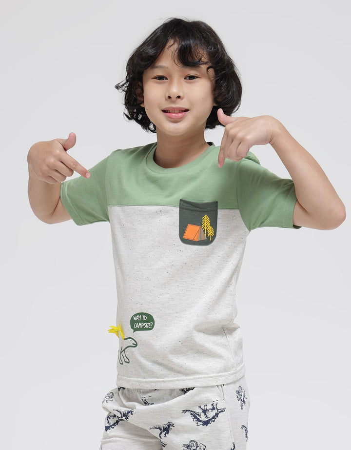 Little M Short Sleeve T-Shirt Cut N Sewn Campsite