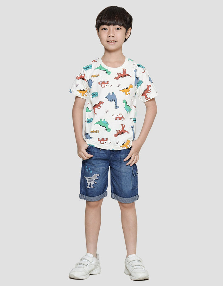 Little M Dino Fullprint Kaos Anak Laki-laki