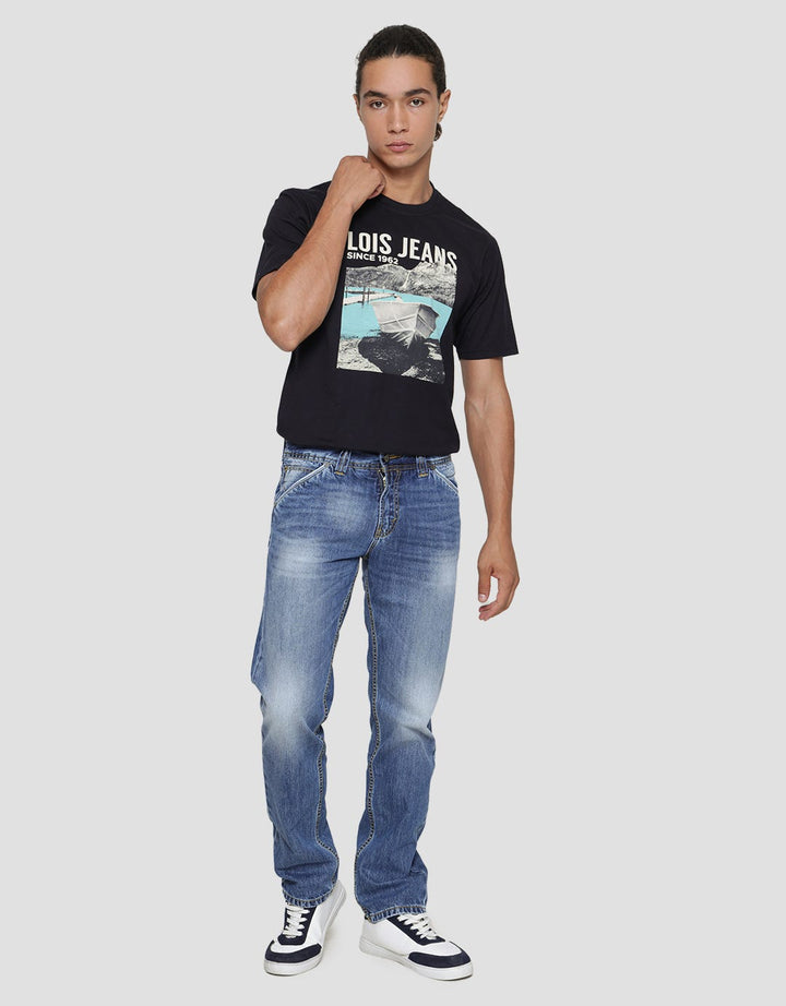 Lois Washed CFL077D Slim Fit Jeans Pria