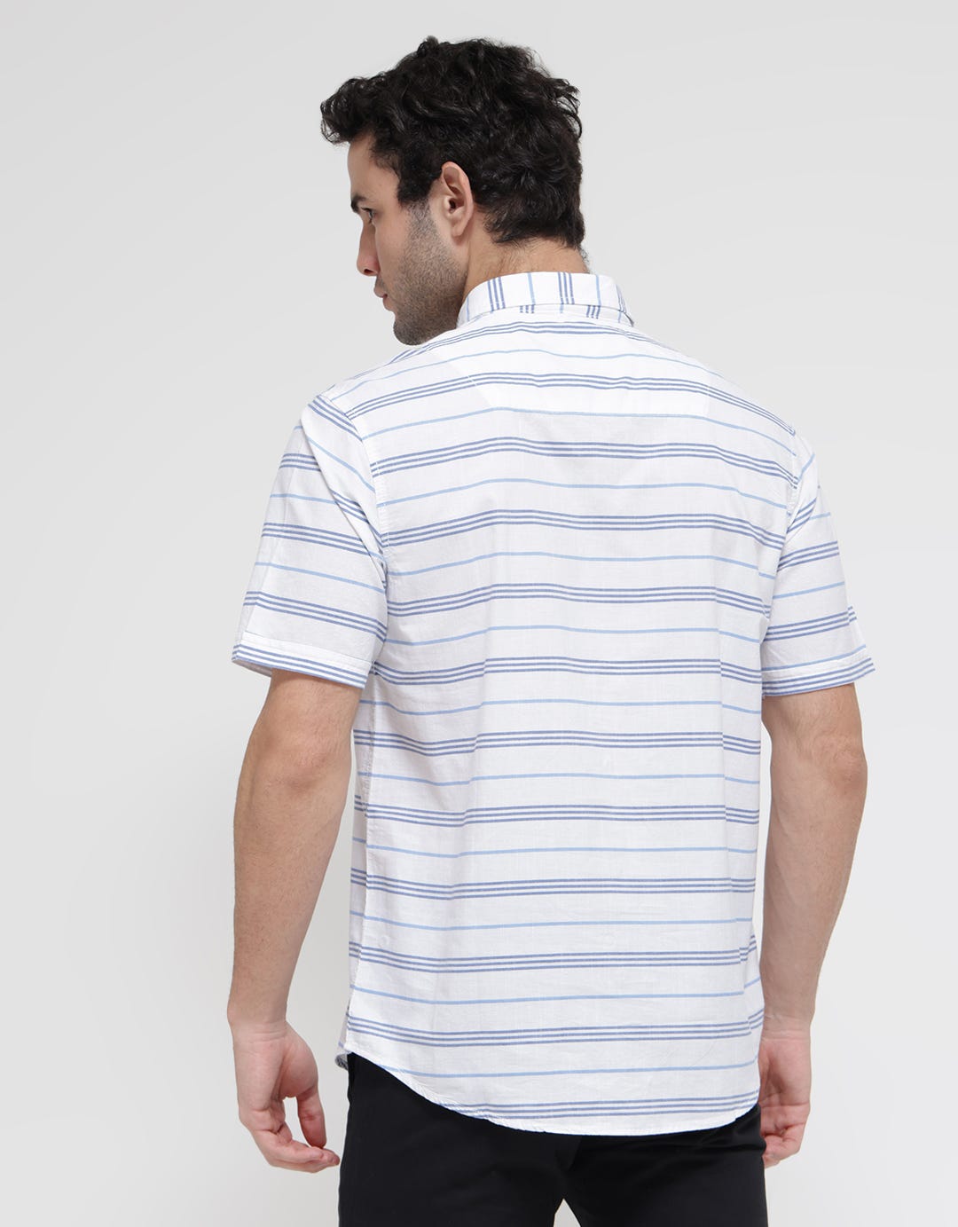 Lois Stripe Print Kemeja Pendek Pria