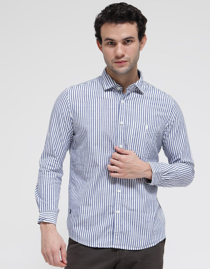 Lois Vertical Stripe Kemeja Panjang Pria