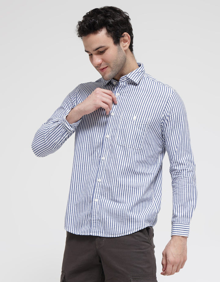 Lois Vertical Stripe Kemeja Panjang Pria