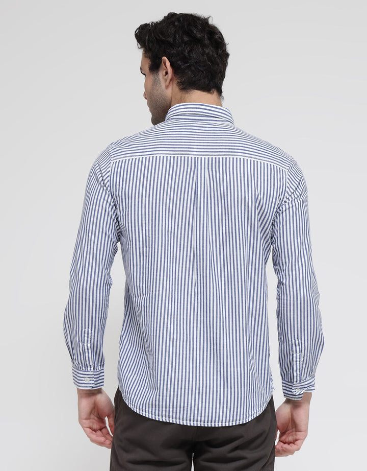 Lois Vertical Stripe Kemeja Panjang Pria