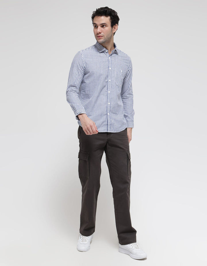 Lois Vertical Stripe Kemeja Panjang Pria