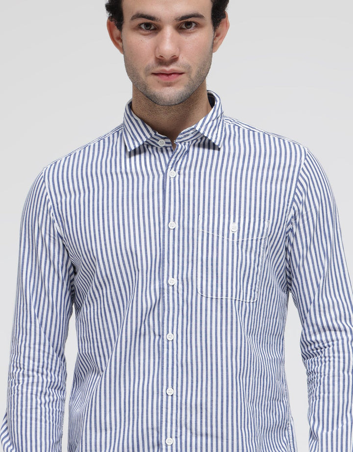 Lois Vertical Stripe Kemeja Panjang Pria