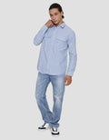 Lois Kemeja Lengan Panjang Pria Pocket Stripe