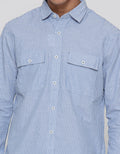 Lois Kemeja Lengan Panjang Pria Pocket Stripe