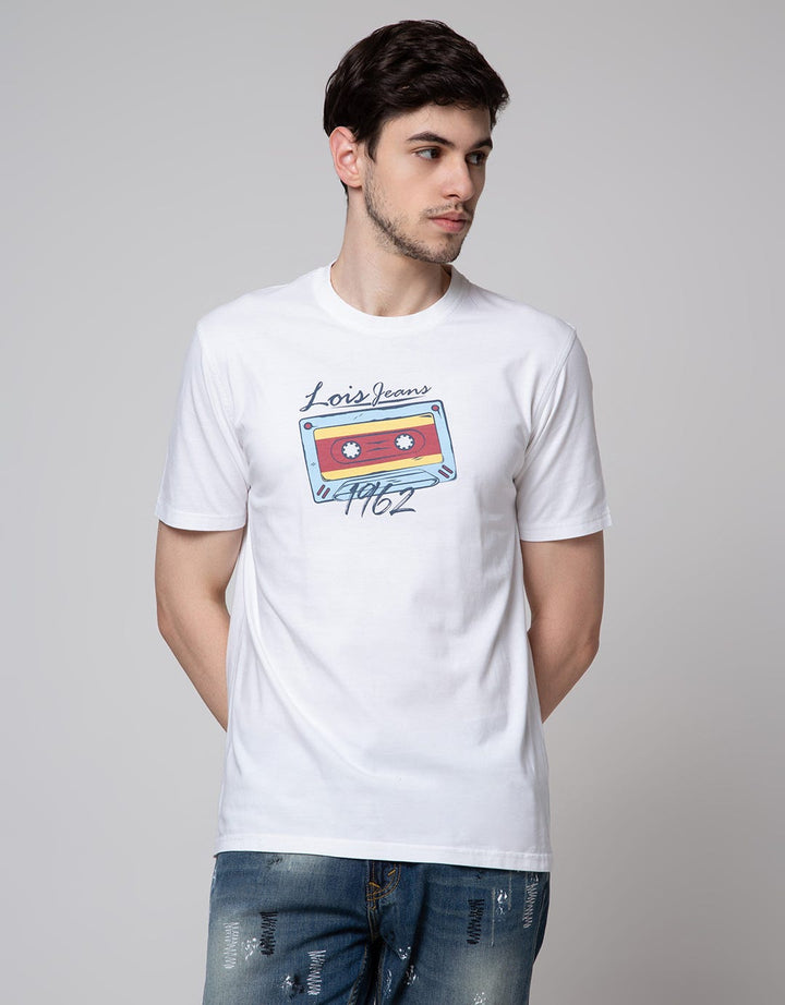 Lois Kaset Print Kaos Casual Pria