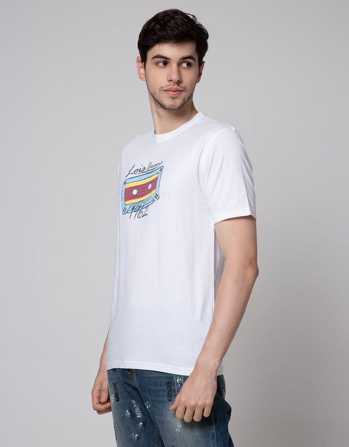 Lois Kaset Print Kaos Casual Pria