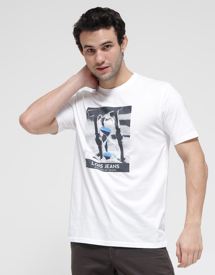 Lois Jeans Print Casual Kaos Pria