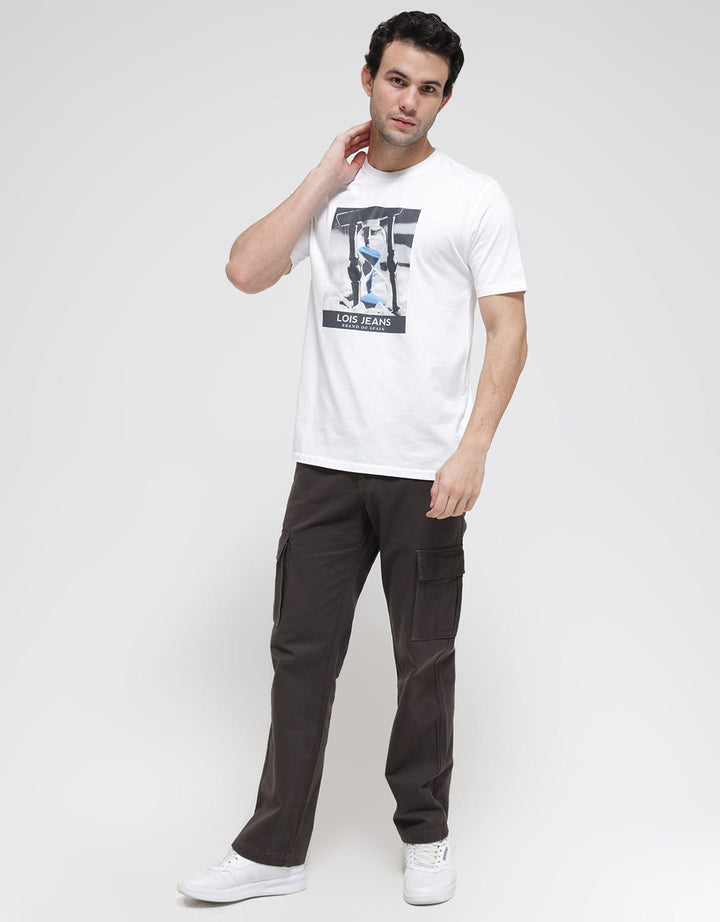 Lois Jeans Print Casual Kaos Pria