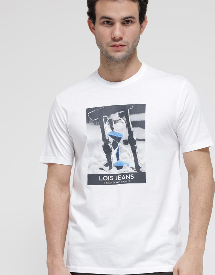 Lois Jeans Print Casual Kaos Pria