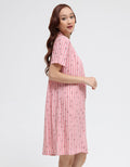 Disney Short Sleeve Midi Dress Mickey Ribbon Rayon