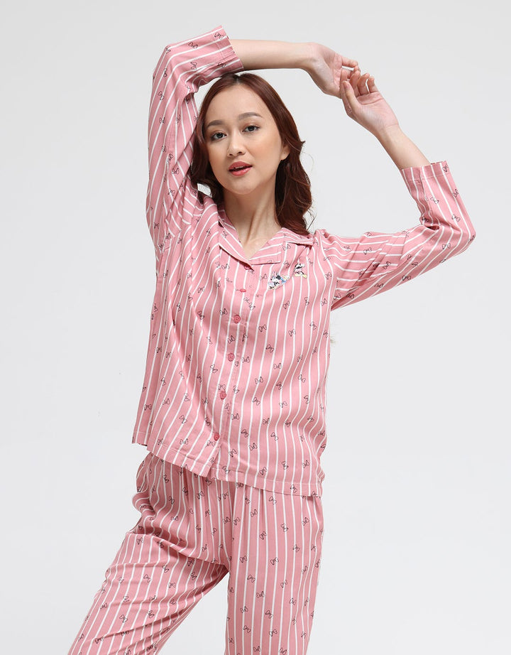 Disney Long Sleeve Pyjama Pants Mickey Ribbon Rayon
