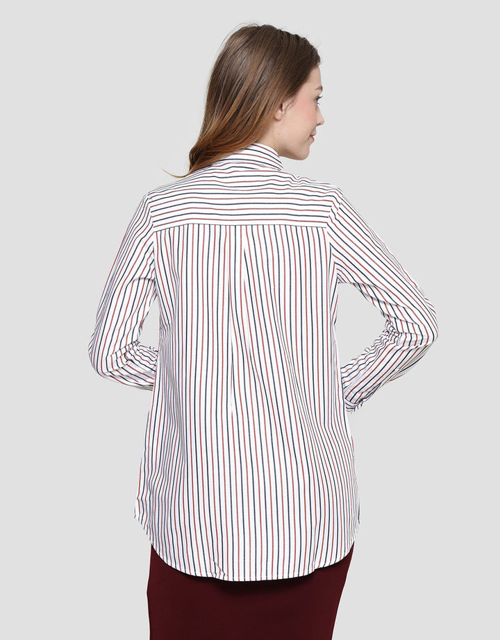 Cardinal Femme Motif Garis Warna Kemeja Wanita