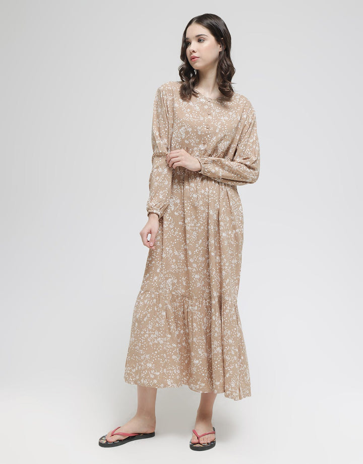 St. Yves Long Sleeve Maxi Dress Fallen Leaves
