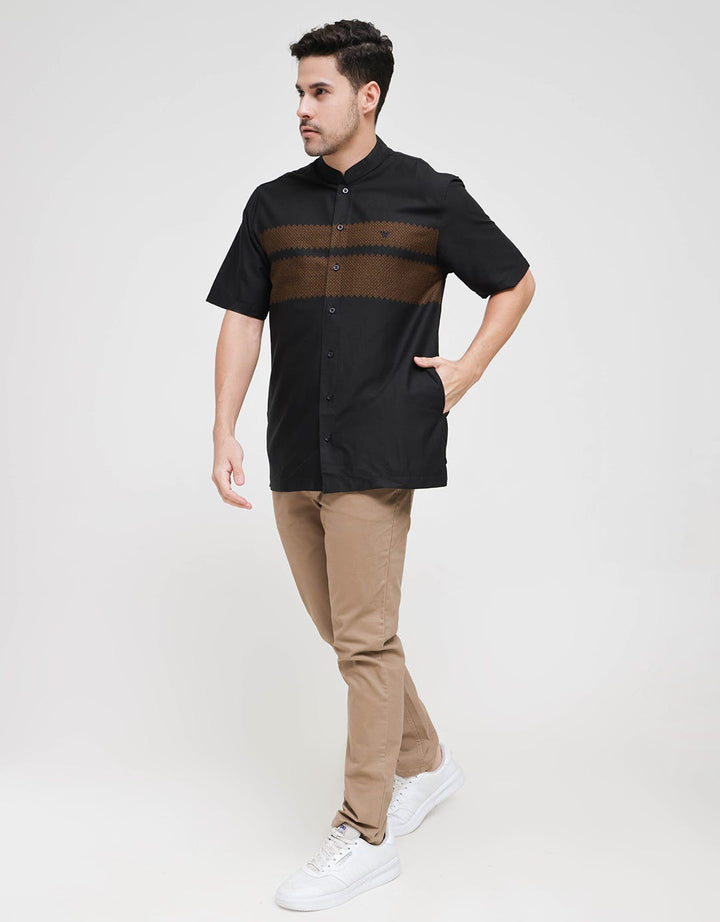Walrus Printing Big Stripe Wave Shirt Pria