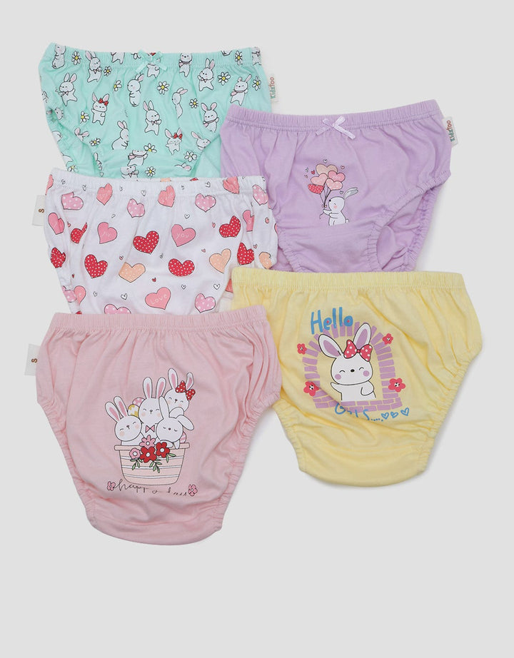 Kidz Too Brief Pack Of 5 Underwear Girls Bunny Love