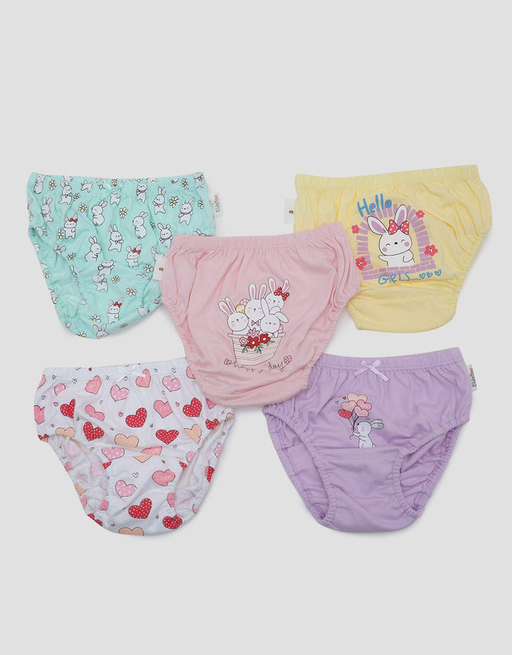 Kidz Too Brief Pack Of 5 Underwear Girls Bunny Love